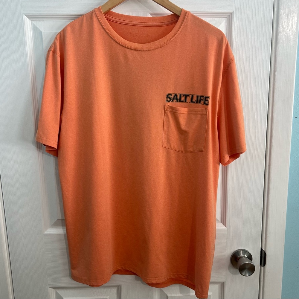 Salt Life Orange Short Sleeve Tee Men Size Large Prima Cotton Soft